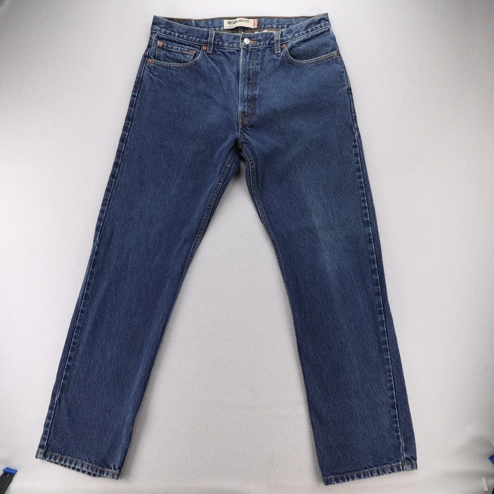 Levis 505 Regular Fit Jeans Mens 36x34 (35x33) Medium Wash Blue Straight Leg Y2K